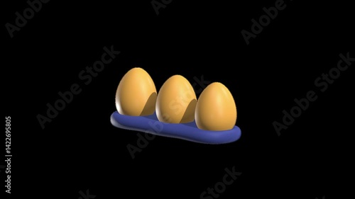 Eggs Loading Animated 3D Icon with transparent background (HD) Alpha channel