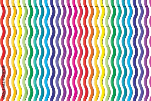Vibrant Seamless Pattern Featuring Wavy Vertical Lines In A Full Rainbow Spectrum. Abstract And Dynamic Design Suitable For Textile Prints, Wrapping Paper, Backgrounds, And Modern Design Projects.