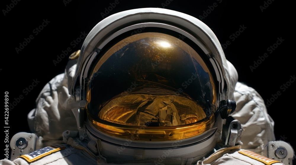 Fototapeta premium Close-up of astronaut helmet in space