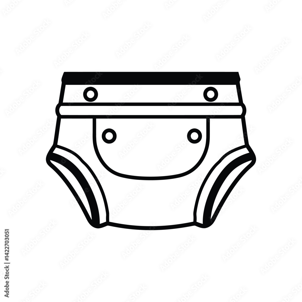 Outline Icon of Baby Diaper With Buttoned Details on Transparent Background Outline Icon of Baby Diaper With Buttoned Details on Transparent Background