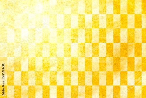 ゴールドのグラデーション和柄（市松模様）