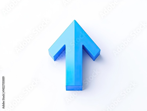 Free Download Blue upward arrow 3D render on white. - GFXLoad