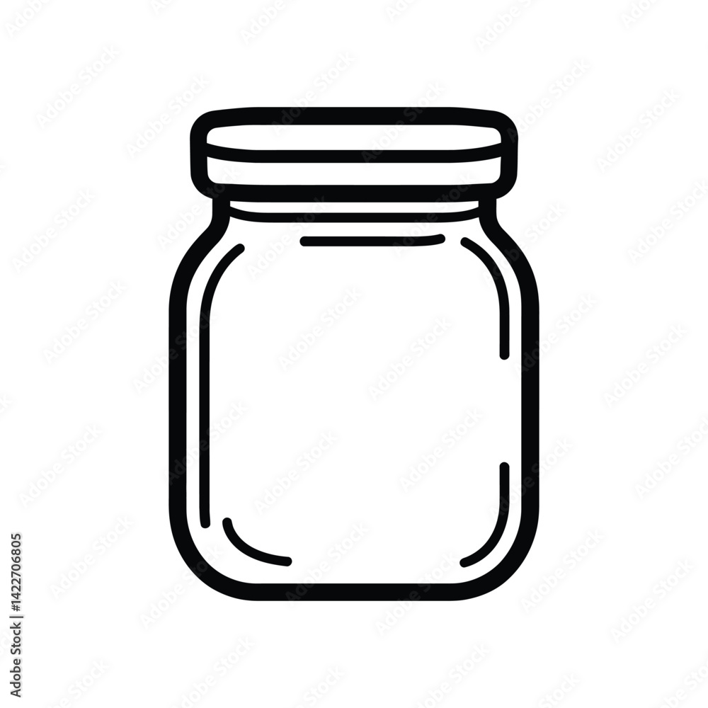 Outlined Glass Jar with Transparent Background and Minimalist Style, Food Container Outlined Glass Jar with Transparent Background and Minimalist Style, Food Container