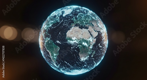 Wallpaper Mural Digital Earth Globe Glowing with Light  Futuristic World Technology Concept Torontodigital.ca