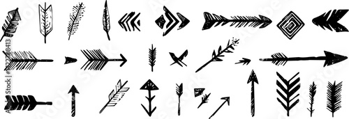 Boho Tribal Hand-Drawn Arrows, Rustic Vector Arrow Collection