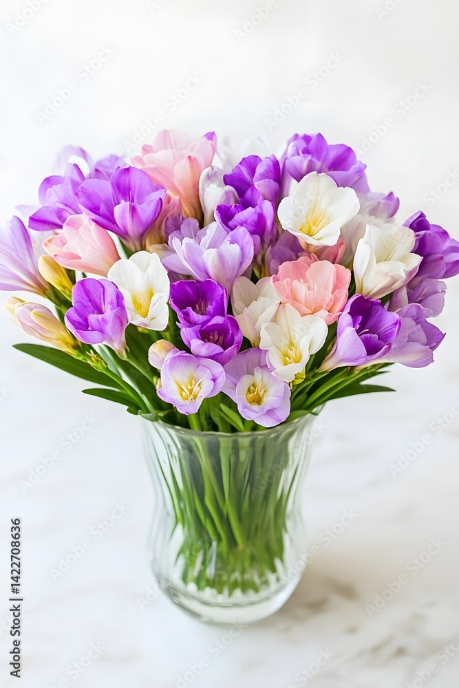 custom made wallpaper toronto digitalBeautiful Bouquet of Spring Crocus Flowers in Glass Vase