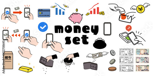 お金とやり取りのベクターイラストセット