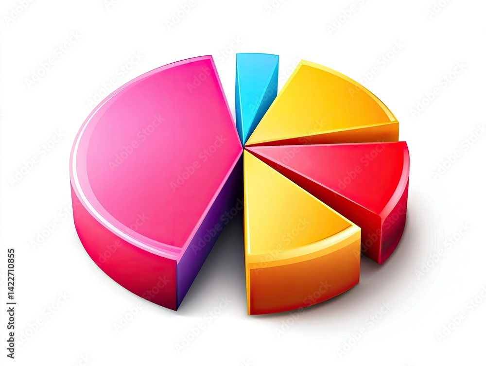 Obraz premium Colorful 3D pie chart infographic.