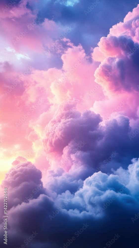 Vibrant Dramatic Purple and Pink Clouds in Sunset Sky Vibrant Dramatic Purple and Pink Clouds in Sunset Sky