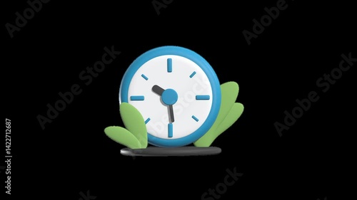 Clock Loading Animated 3D Icon with transparent background (HD) Alpha channel