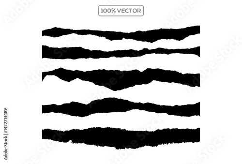 white torn papers set on white background. vector illustration