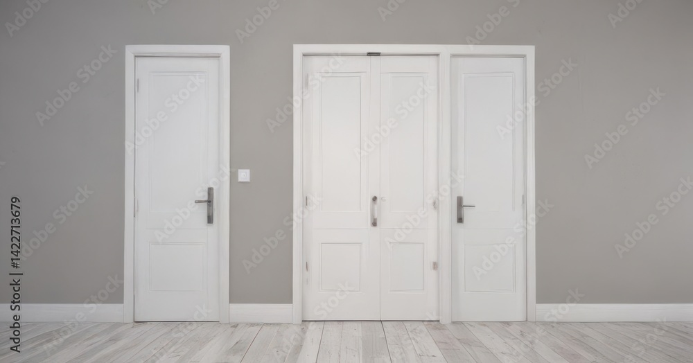 Modern white wooden doors showcase open/closed positions , door background, wood door, door handle Modern white wooden doors showcase open/closed positions , door background, wood door, door handle