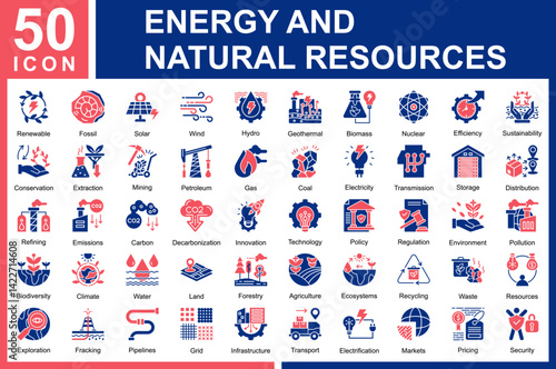 Energy and Natural Resources 
Icon Collection and Symple Concept Glyph color