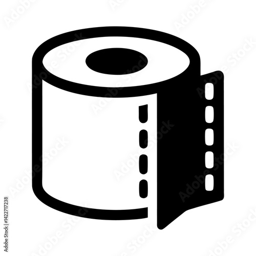 A black silhouette of a toilet paper or tissue stack icon design