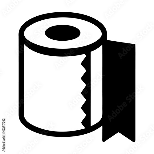 A black silhouette of a toilet paper or tissue stack icon design