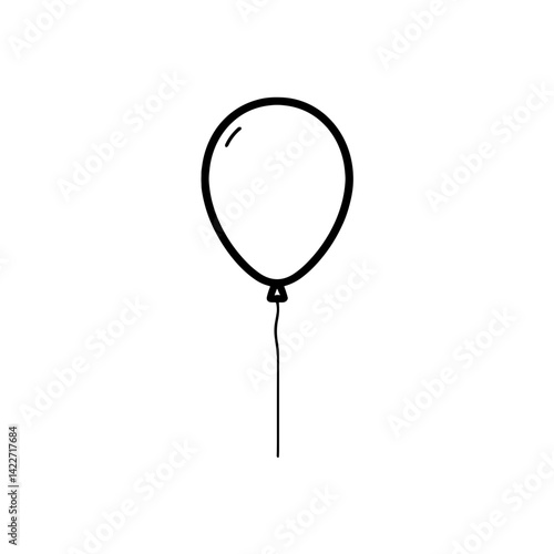Minimalist black balloon line art illustration on white background  