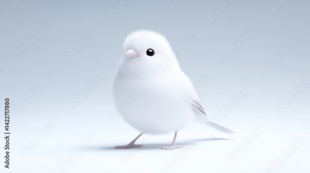 Obraz premium Fluffy white bird on plain background