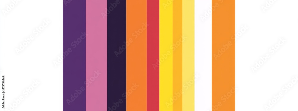 Vector flat illustration of long horizontal stripes in purple, orange, yellow, red, and violet
