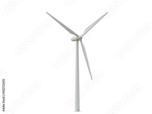 White wind turbine generator png on transparent background