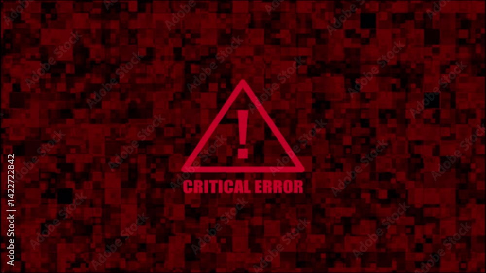 Critical error glitch animation with warning symbol for technical ...