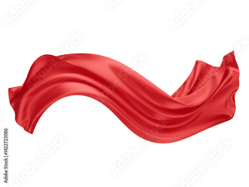 Wavy red fabric material png on transparent background