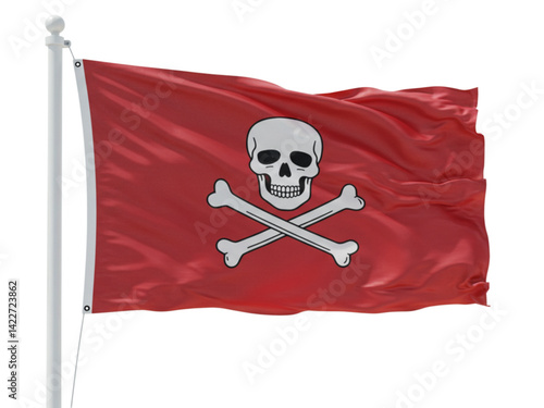 Pirate flag skull bones red png on transparent background