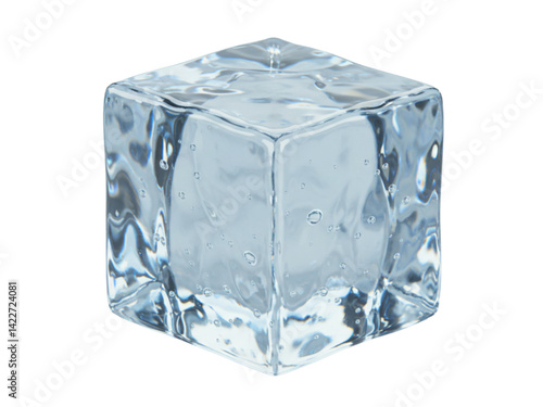 Clear ice cube square png on transparent background