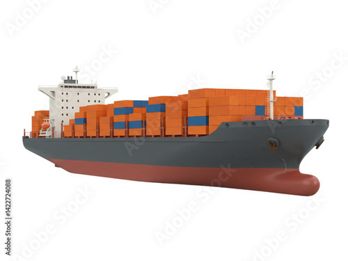 Cargo container ship vessel png on transparent background