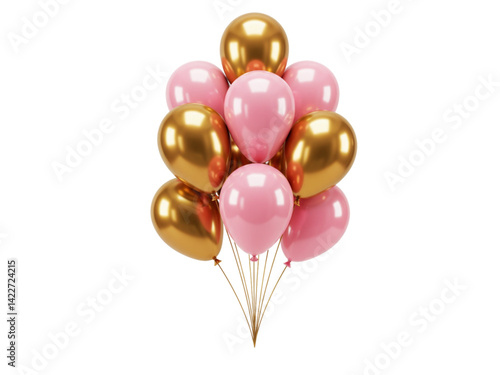 Party balloons pink gold png on transparent background