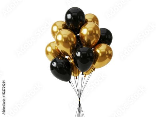 Gold and black balloons png on transparent background
