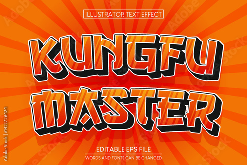 Kungfu master editable vector text effect with asian style concept.