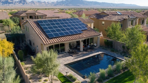 Solar panel installation on residential house roof