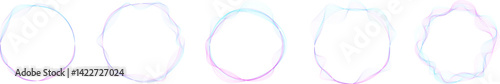 Colorful abstract wave circle on white background. Set of abstract circle frame with wave lines pattern flowing. Concept of music, technology, ai and artificial intelligence