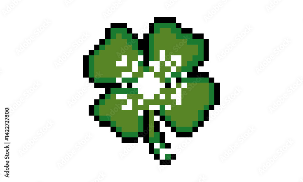 clover leaf pixel art vector icon clover leaf pixel art vector icon