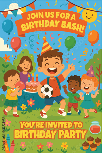 Birthday bash children illustration