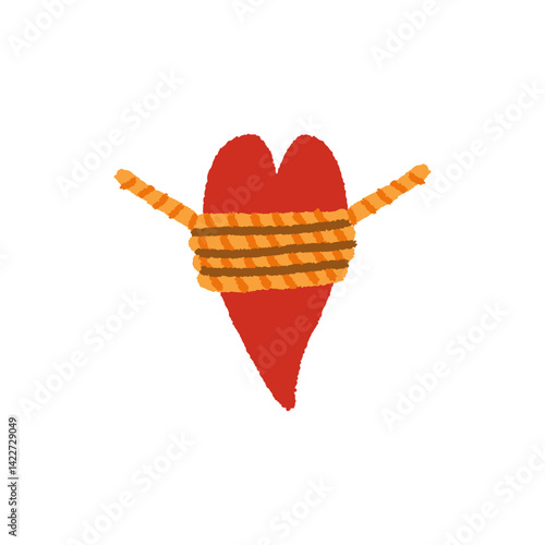 誰かに心を束縛される様子を表したイラスト　ハート　手書き