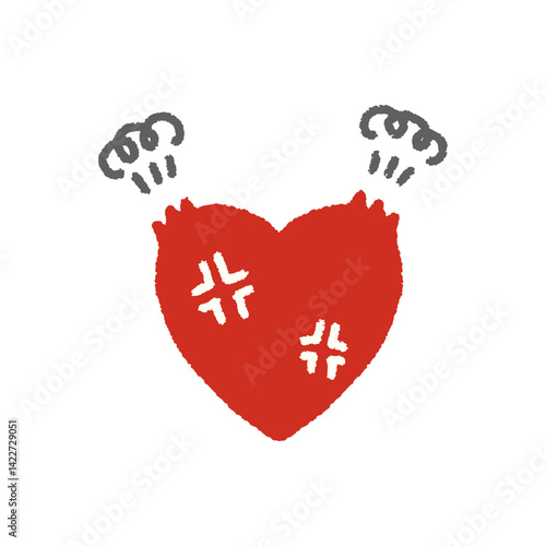 とても怒った様子を表すイラスト　ハート　手書き