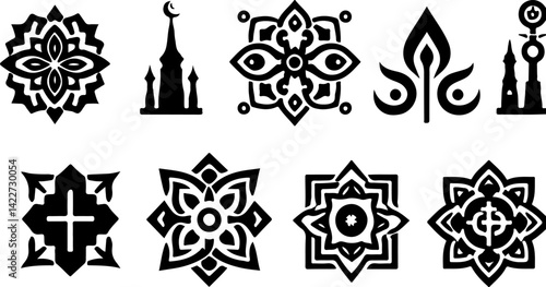 sketch vector illustration silhouette design collection ornament decoration icon logo symbol mascot religious and cultural religion ethnic traditional modern  