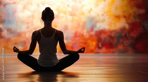 Young woman doing yoga with positive affirmations in background