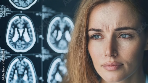 Female neurologist discussing scan showing seizure network in brain