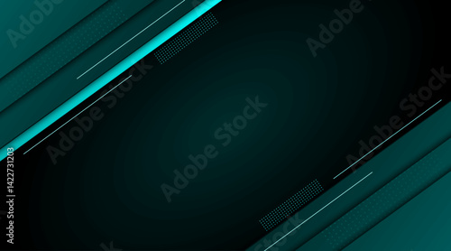 Vector illustration in trendy flat simple style | Creative concept template with line, shadow, pattern for banner, presentation, flyer, decoration, card, cover, flyer | Abstract with teal gradient