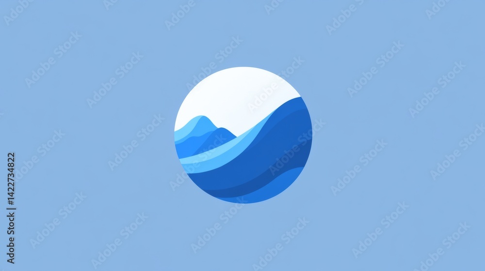 Minimalist blue and white logo design with clean circular symbol