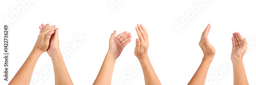 Celebratory applause gesture by diverse hands high-quality image minimalist setting close-up perspective expressing joy and appreciation