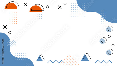 Memphis retro frame-4　レトロ＆ポップなフレーム。メンフィスの背景。楽しい雰囲気の壁紙。