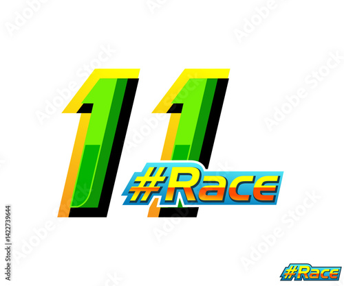 Vector automotive racing number 11 effect design