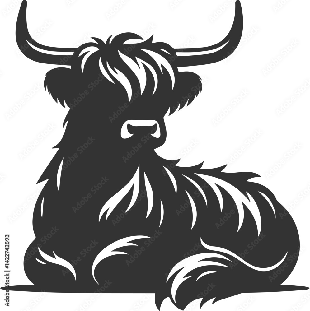 Obraz premium Cattle highland silhouette vector