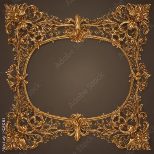 vintage gold frame, gold frame on a white background, gold frame on a black background