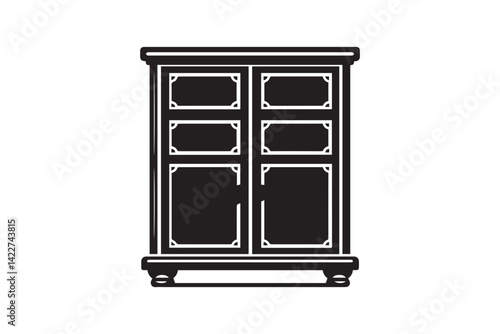 Simple china shoe cabinet silhouette vector on white background.