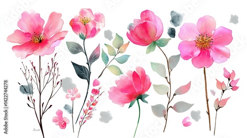 Wallpaper Mural Delicate watercolor floral arrangement. Torontodigital.ca