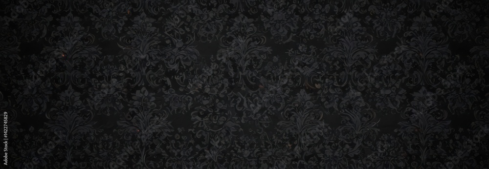 Fototapeta premium Intricate black gothic damask wallpaper, seamless floral vines , gothic, seamless
